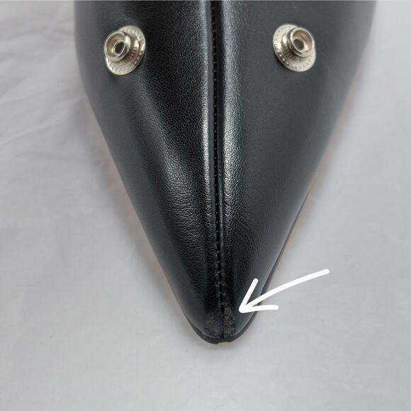 Black Studded Knee High Pointed Toe Stiletto Heel Boots Womens 7.5 Edgy Chic - Picture 8 of 9